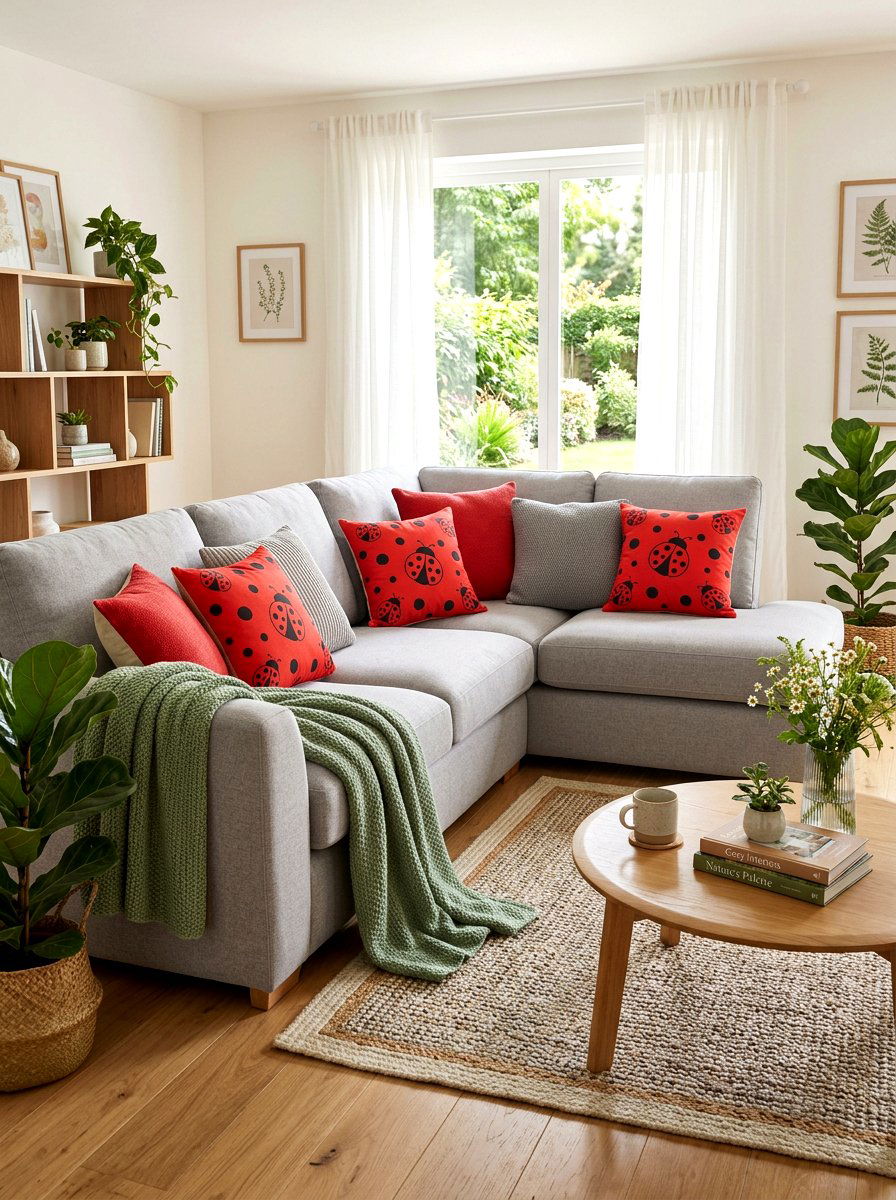 Ladybug Throw Pillows for Living Room - 25 Spring Ladybug Decor Ideas