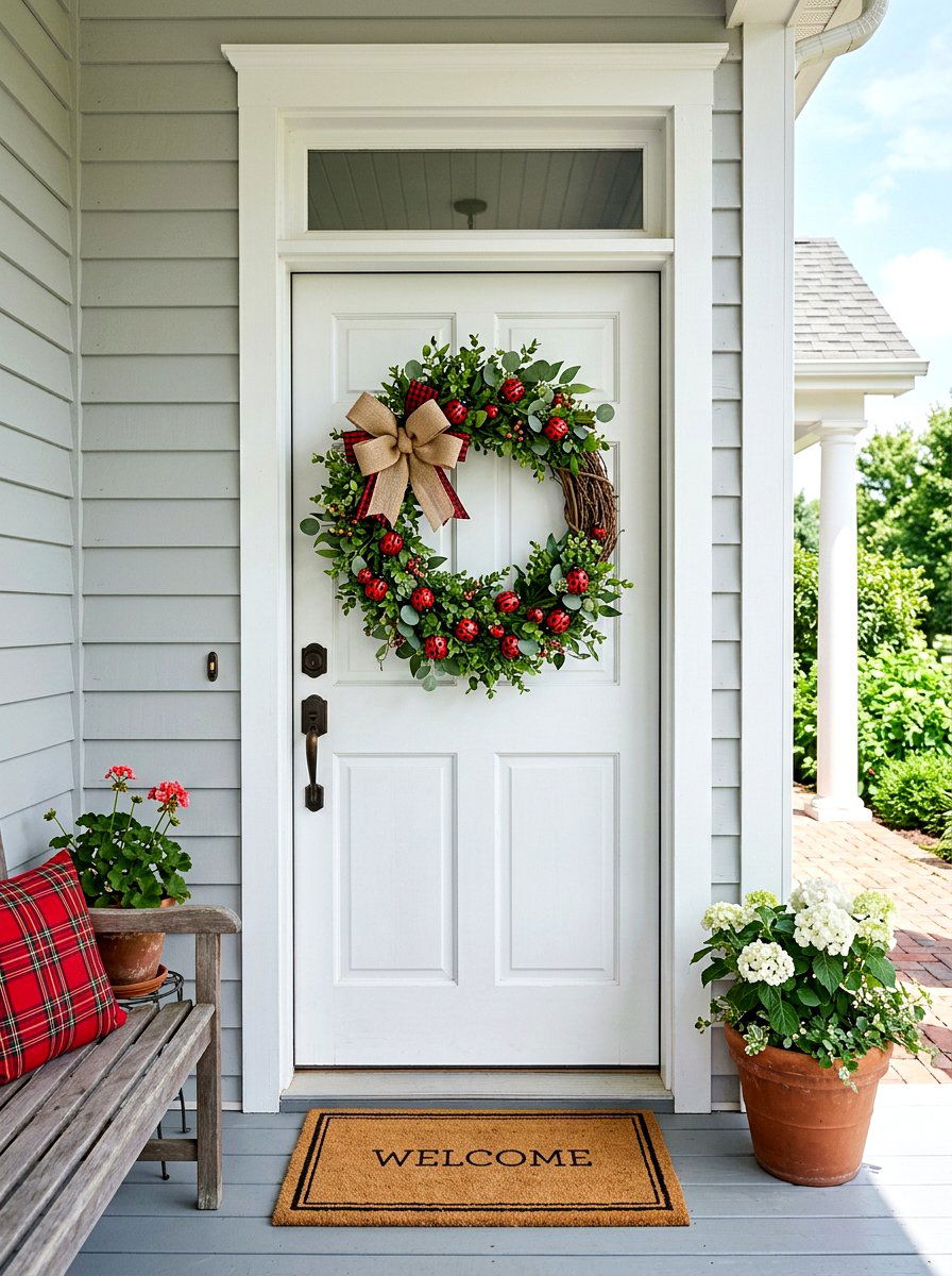 Ladybug Wreath for Front Door - 25 Spring Ladybug Decor Ideas