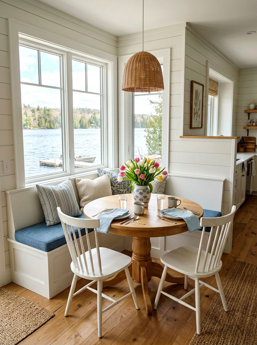 Lake house breakfast nook - 25 Spring Lake House Decor Ideas