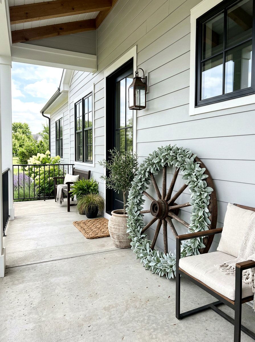 Lambs Ear Wagon Wheel - 25 Spring Wagon Wheel Wreath Ideas