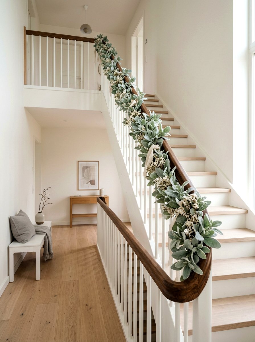 Lambs ear garland - 25 Spring Staircase Garland Ideas