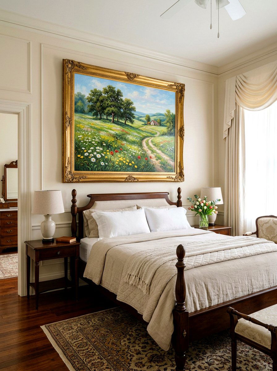 Landscape bedroom painting - 25 Spring Bedroom Wall Decor Ideas