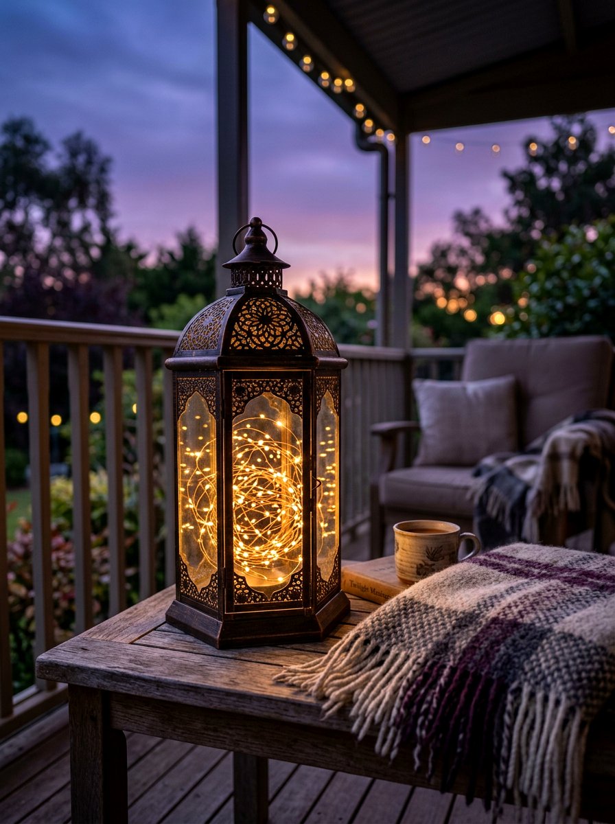 Lantern With Fairy Lights - 25 Spring Porch Lantern Ideas