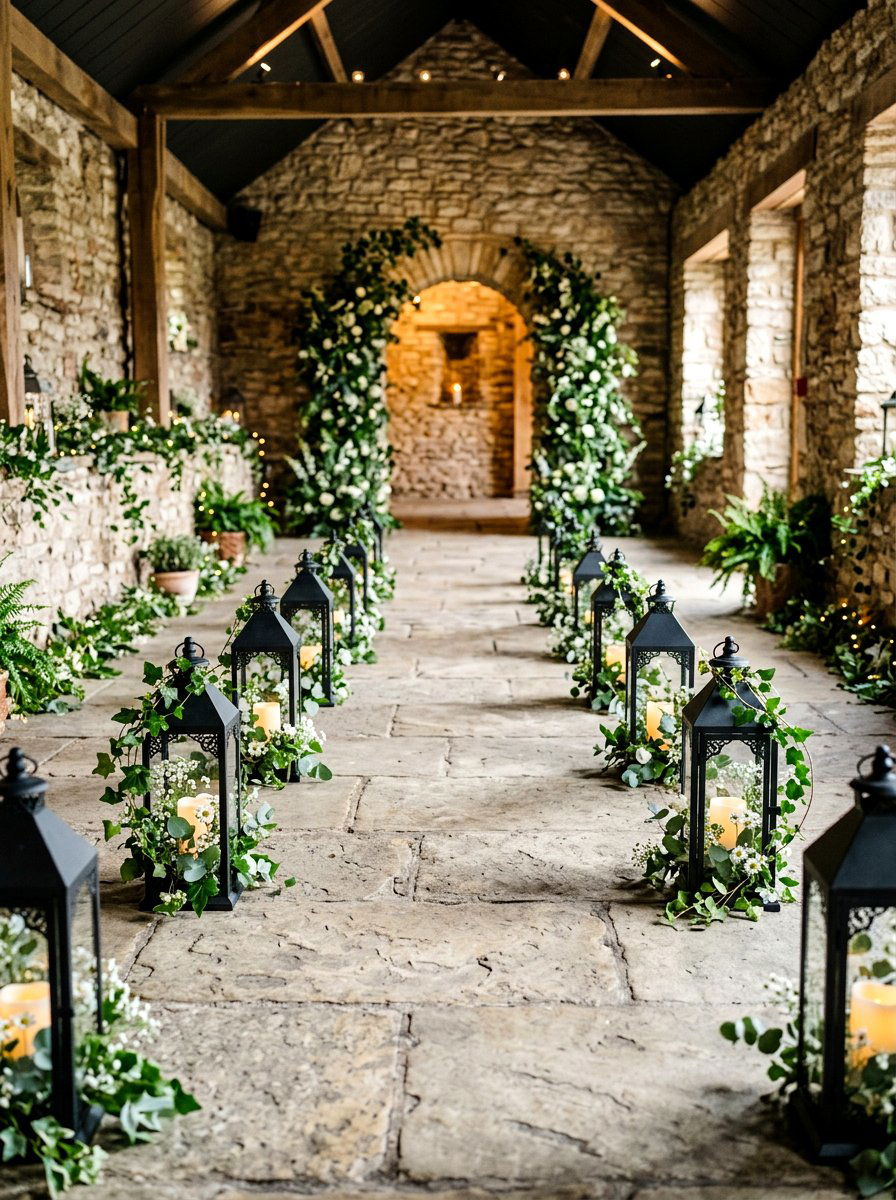Lantern With Spring Greenery - 25 Spring Wedding Aisle Decor Ideas