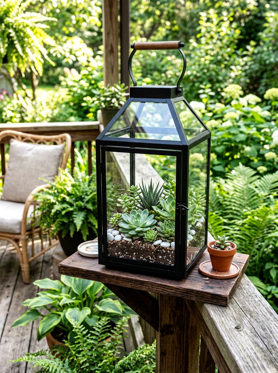 Lantern With Succulents - 25 Spring Lantern Ideas for Porch