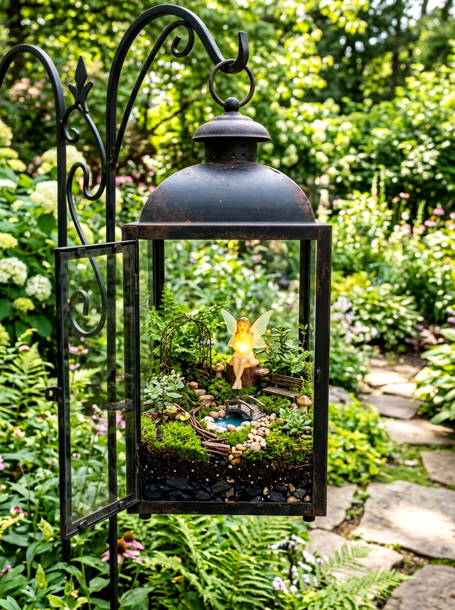 Lantern fairy garden - 25 Spring Fairy Garden Ideas