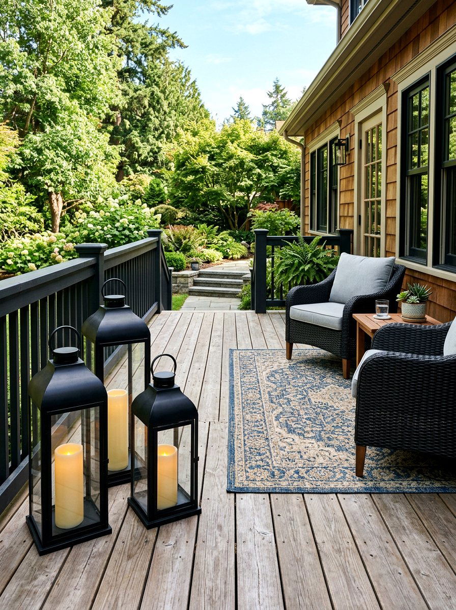 Lantern floor lighting - 25 Spring Back Porch Decor Ideas