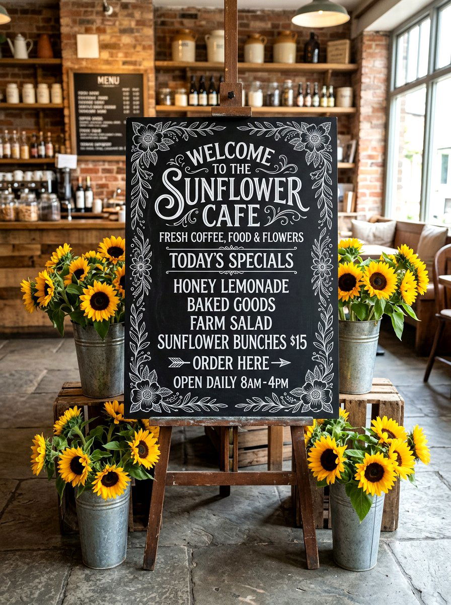 Large Chalkboard Flower Sign - 25 Spring Flower Bar Ideas