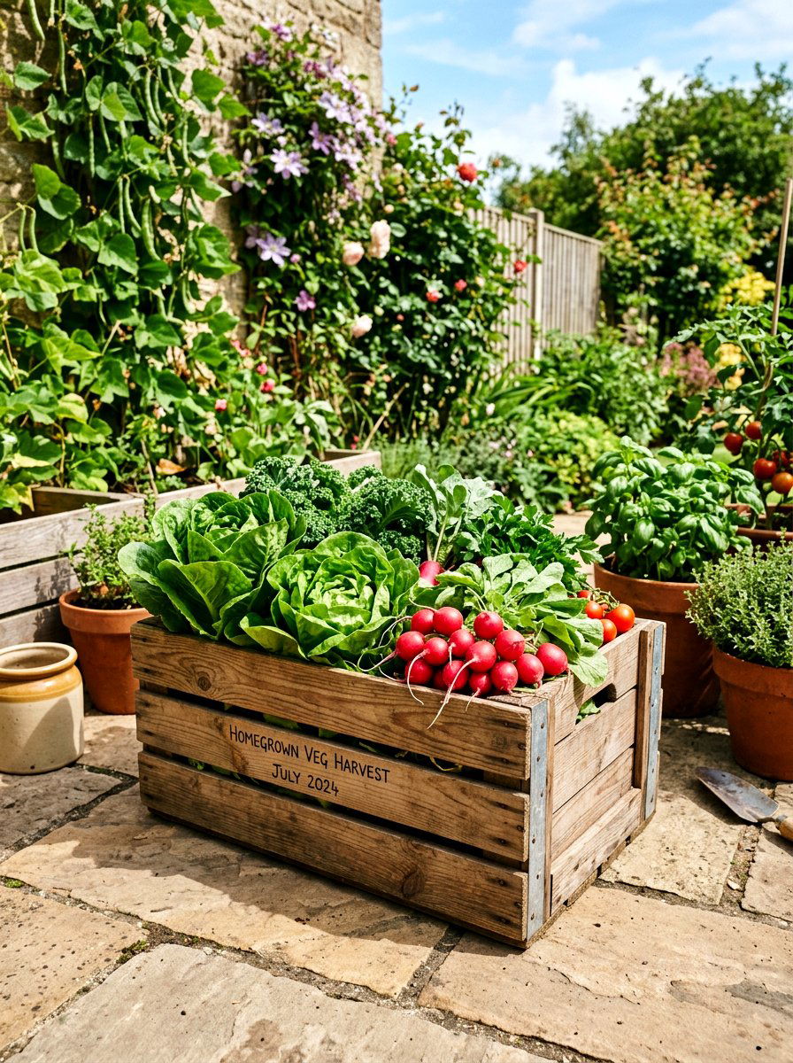 Large Crate Vegetable Container - 25 Spring Outdoor Crate Display Ideas