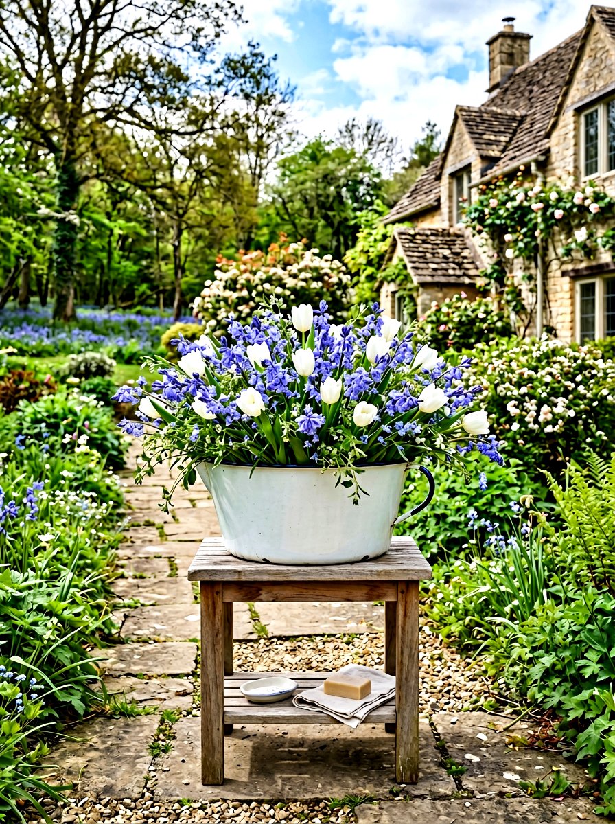 Large Enamel Washbasin - 25 Spring Vintage Planter Ideas