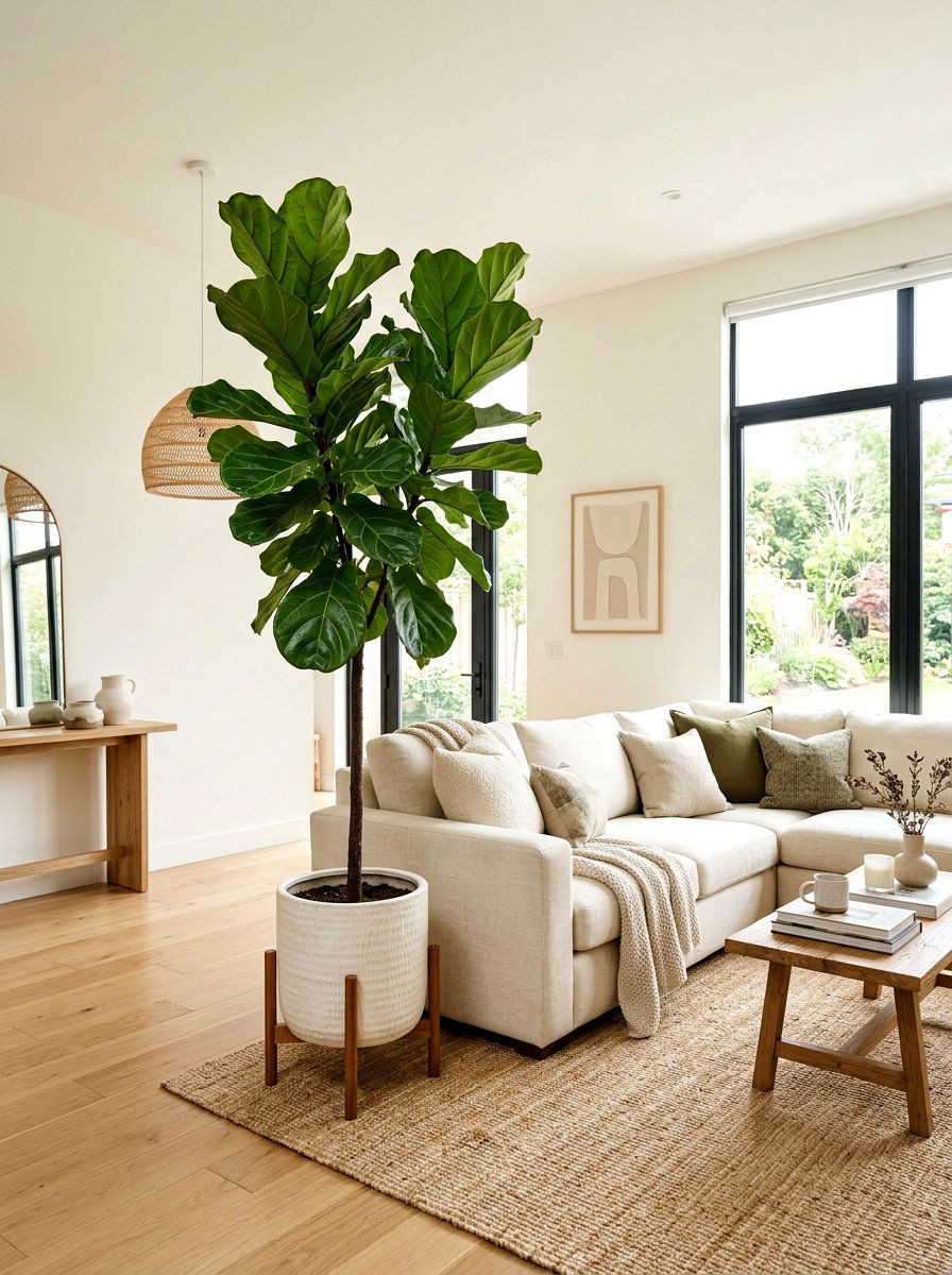 Large Fiddle Leaf Fig - 25 Spring Living Room Plant Ideas