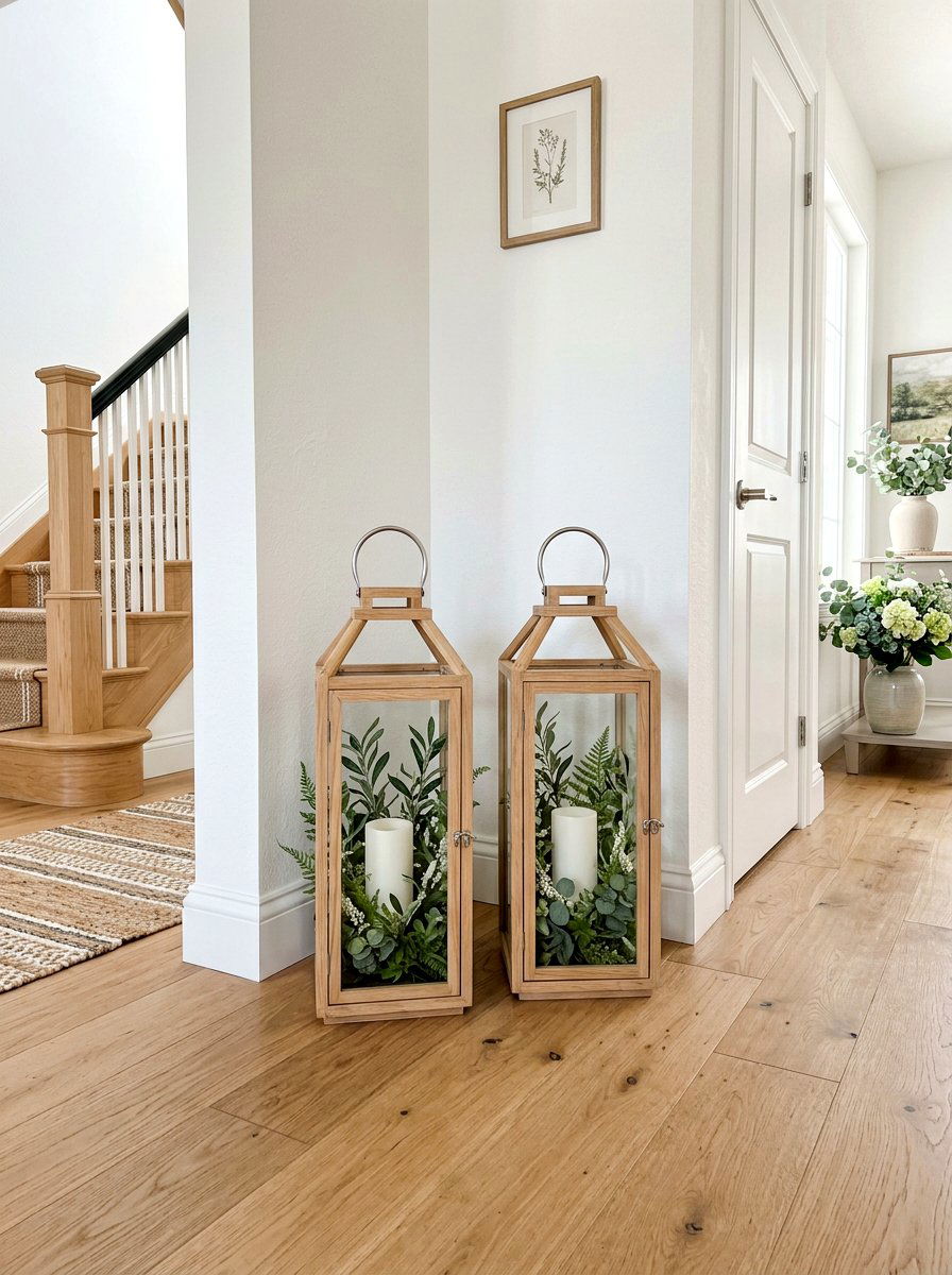 Large Floor Lanterns - 25 Spring Hallway Decor Ideas