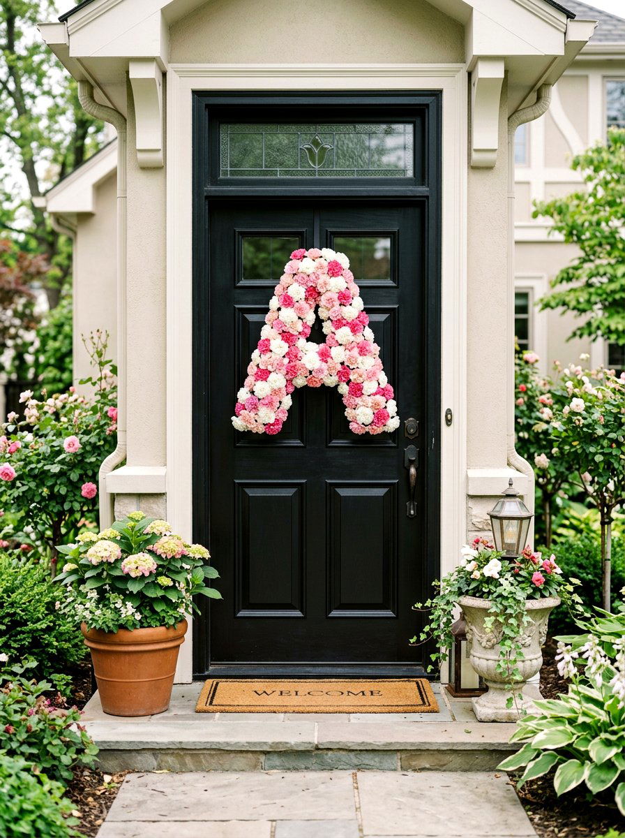 Large Floral Letter Wreath - 25 Spring Monogram Wreath Ideas