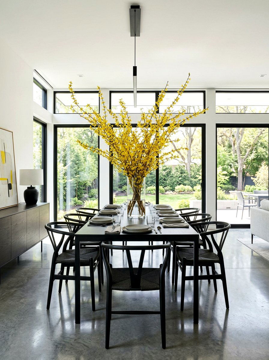Large Forsythia Branches In Tall Glass Vase - 25 Spring Forsythia Arrangement Ideas