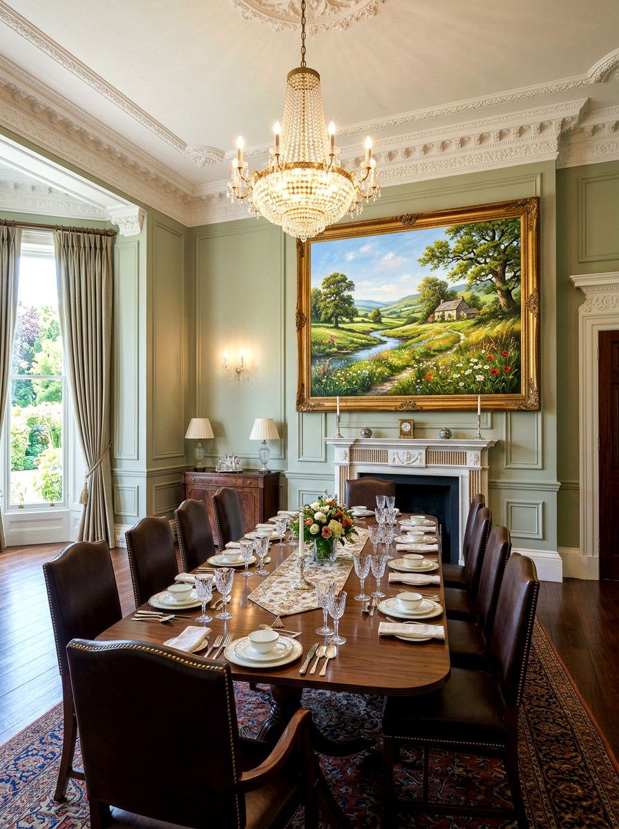 Large Framed Landscape Painting - 25 Spring Dining Room Wall Decor Ideas