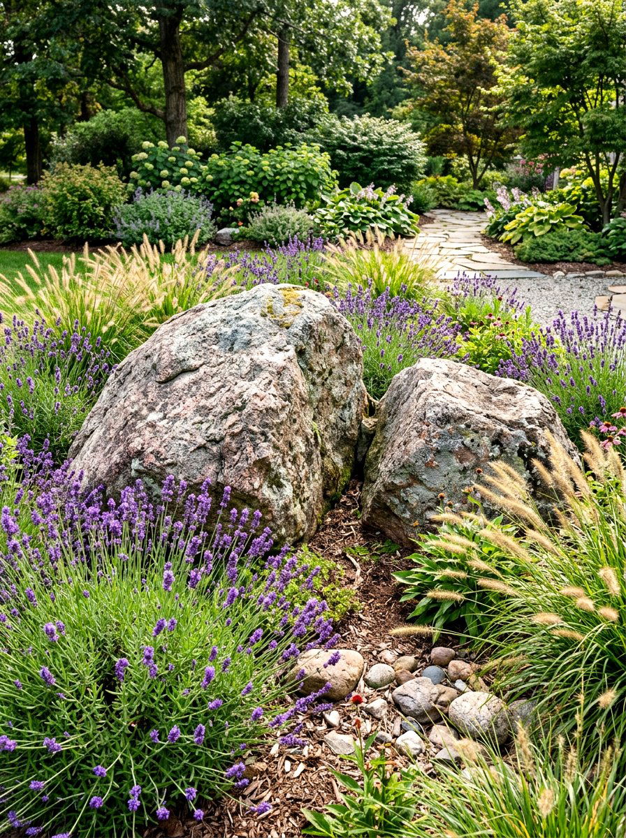 Large Garden Boulders - 25 Spring Stone Garden Decor Ideas