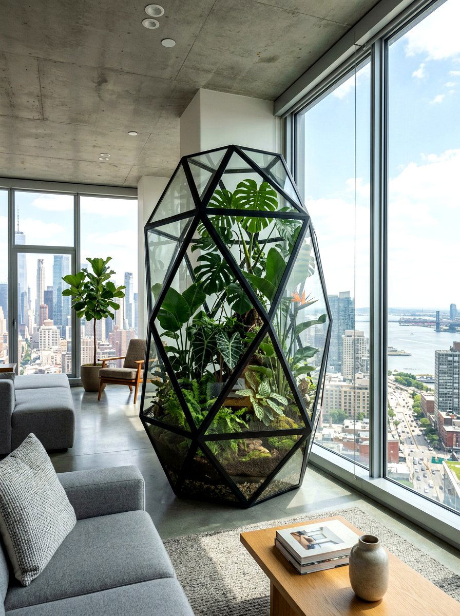 Large Geometric Floor Terrarium - 25 Spring DIY Terrarium Ideas
