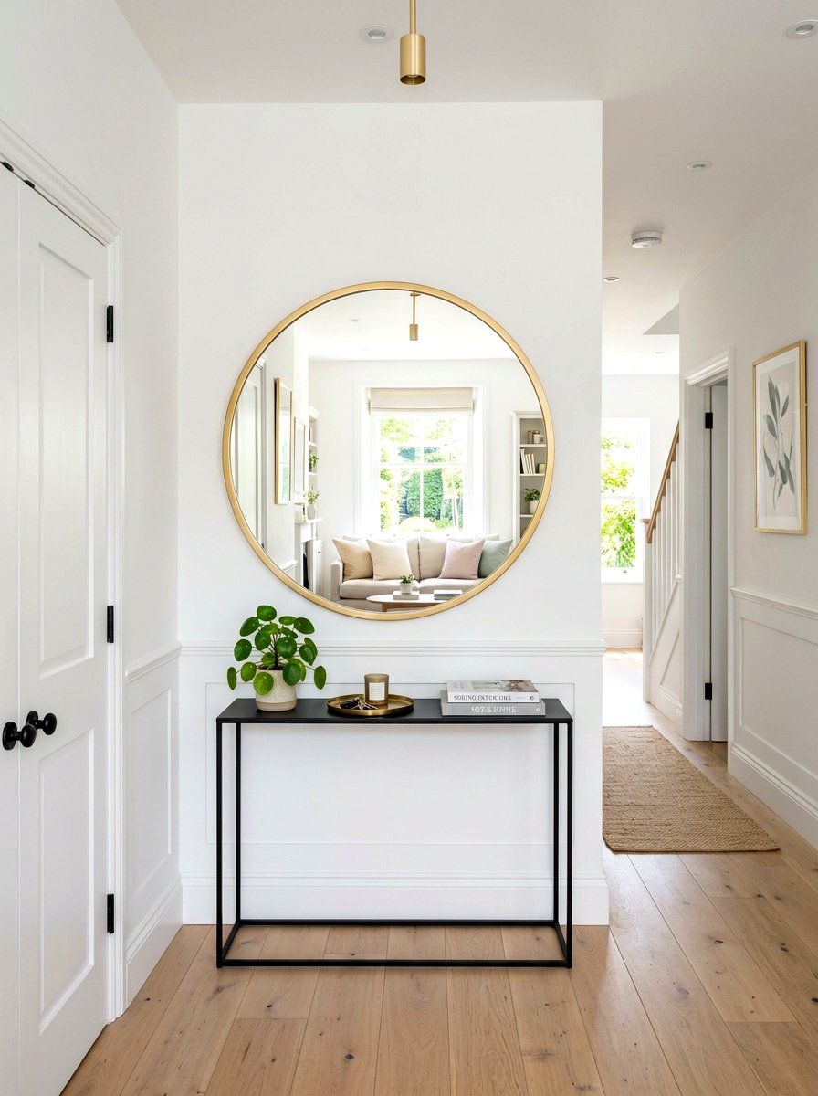Large Gold Mirror - 25 Spring Hallway Decor Ideas