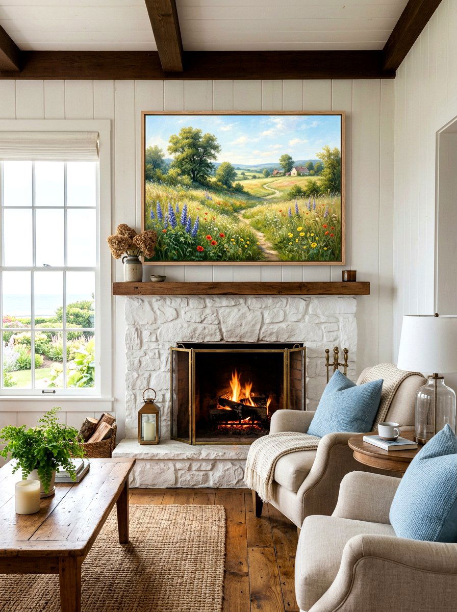 Large Landscape Painting - 25 Spring Living Room Wall Decor Ideas