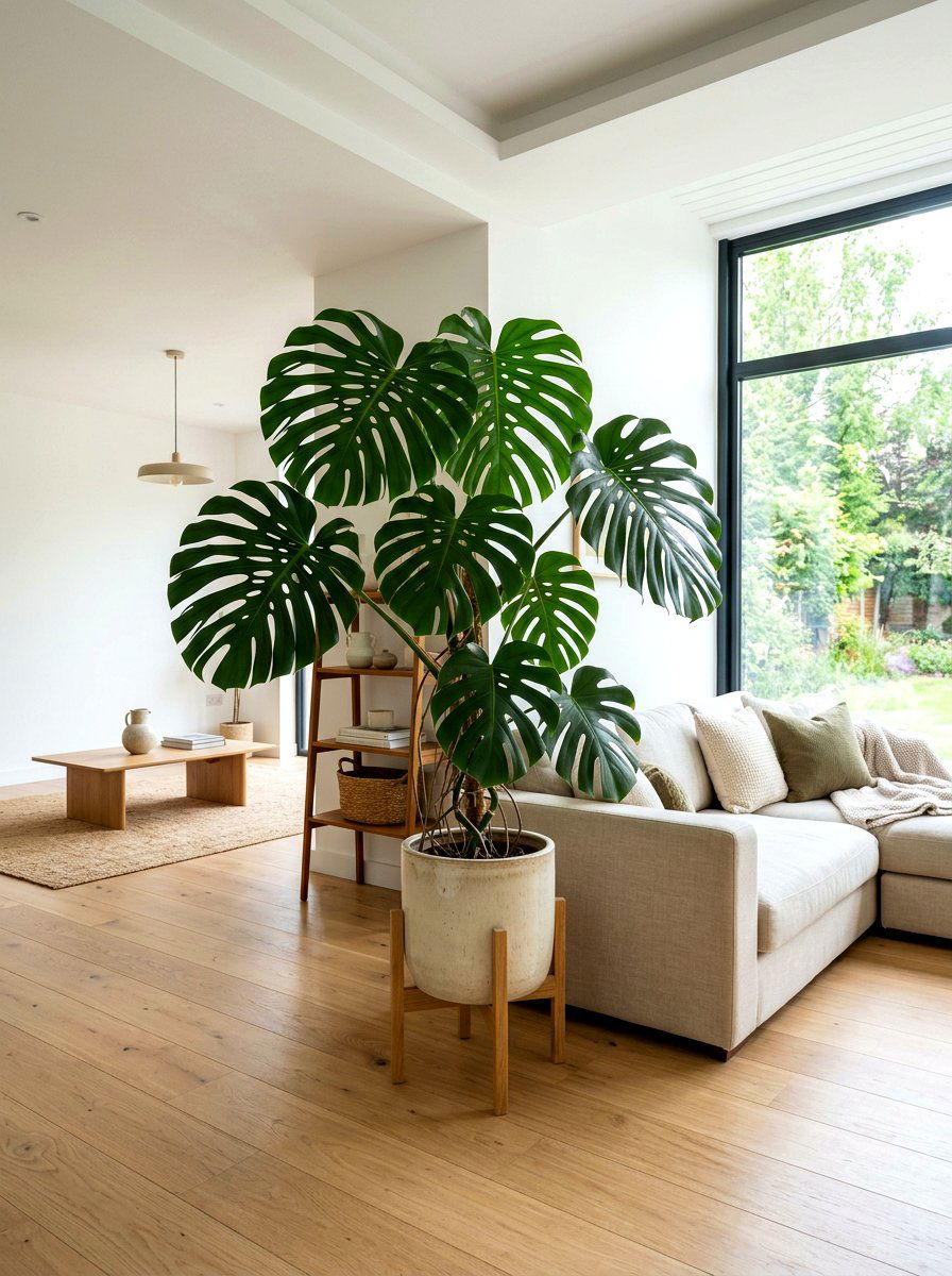 Large Monstera Deliciosa Living Room - 25 Spring Monstera Plant Ideas