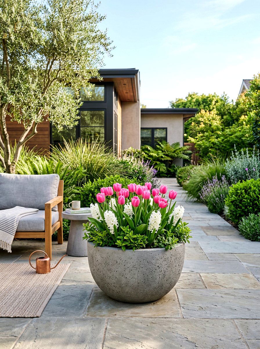 Large Round Concrete Planter - 25 Spring Concrete Planter Ideas