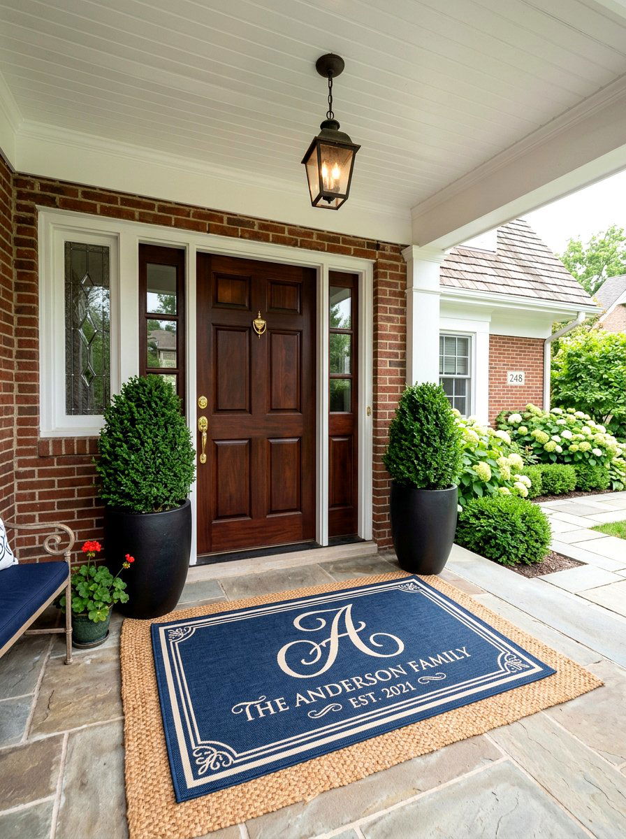 Large Script Monogram Rug - 25 Spring Doormat Layering Ideas