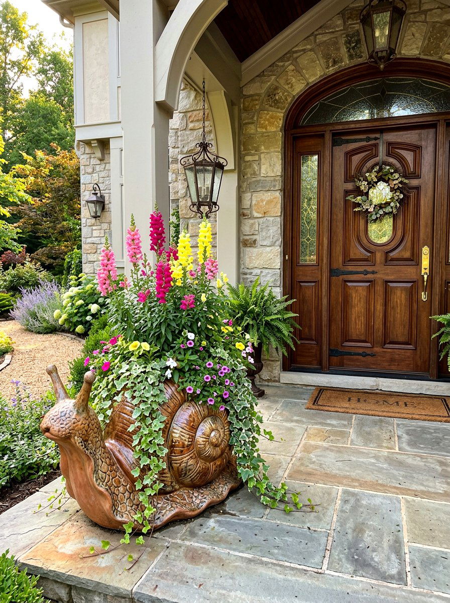 Large Snail Planter - 25 Spring Snail Planter Ideas