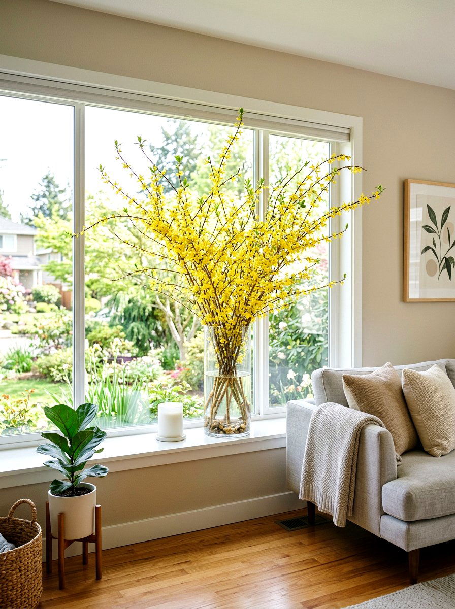 Large Spring Floral Vase - 25 Spring Bay Window Decor Ideas