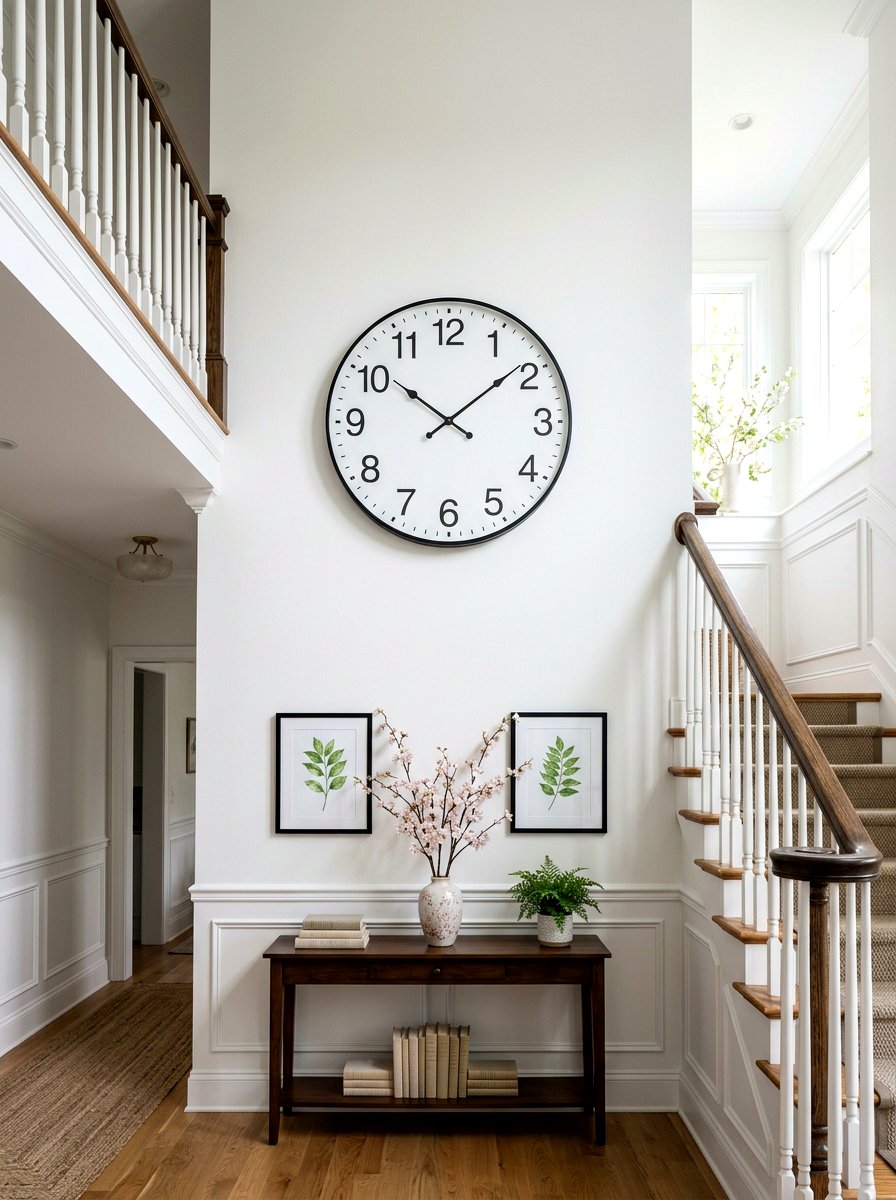 Large Wall Clock - 25 Spring Stairway Wall Decor Ideas