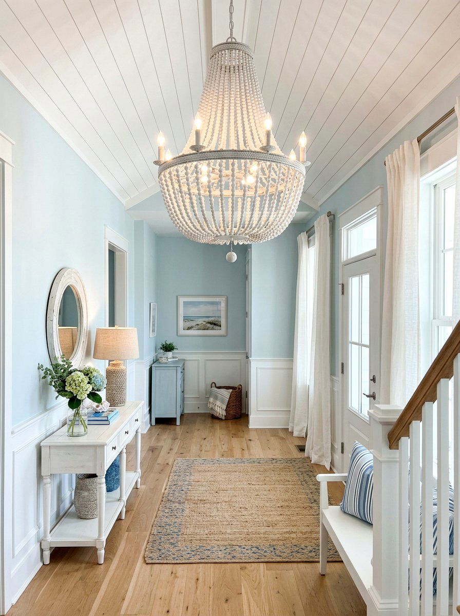 Large White Beaded Chandelier - 25 Spring Foyer Chandelier Ideas