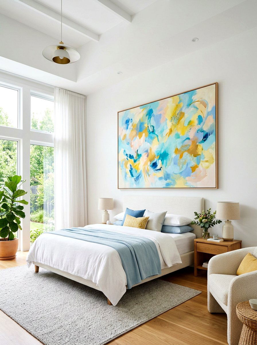 Large abstract canvas - 25 Spring Bedroom Wall Decor Ideas