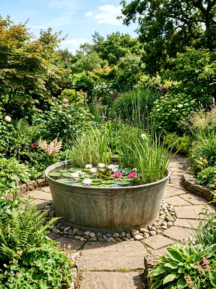 Large round metal tubs - 25 Spring Metal Planter Ideas