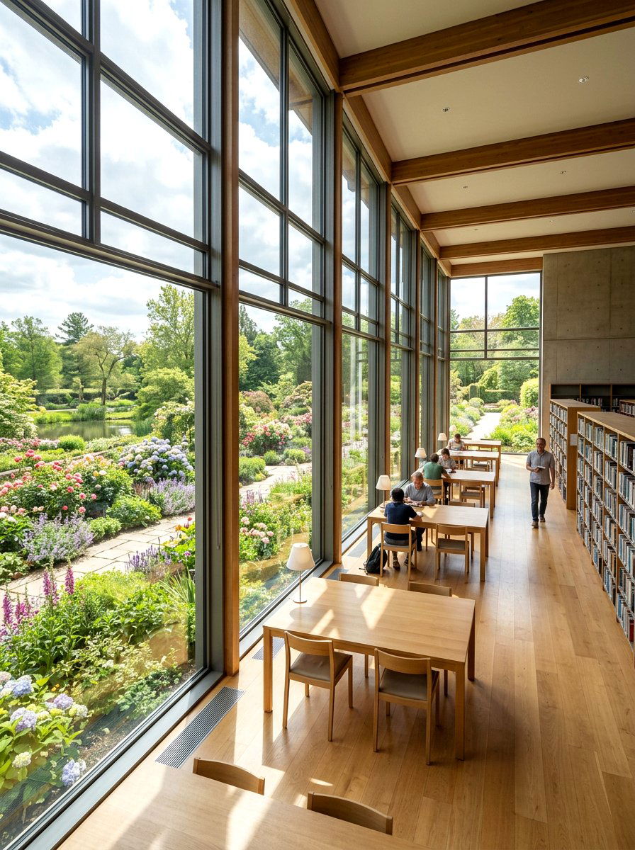 Large windows for natural light - 25 Spring Library Decor Ideas