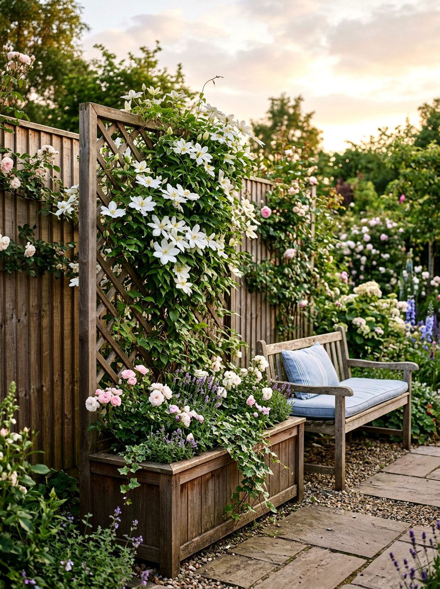 Lattice Trellis Planter Box - 25 Spring DIY Planter Ideas