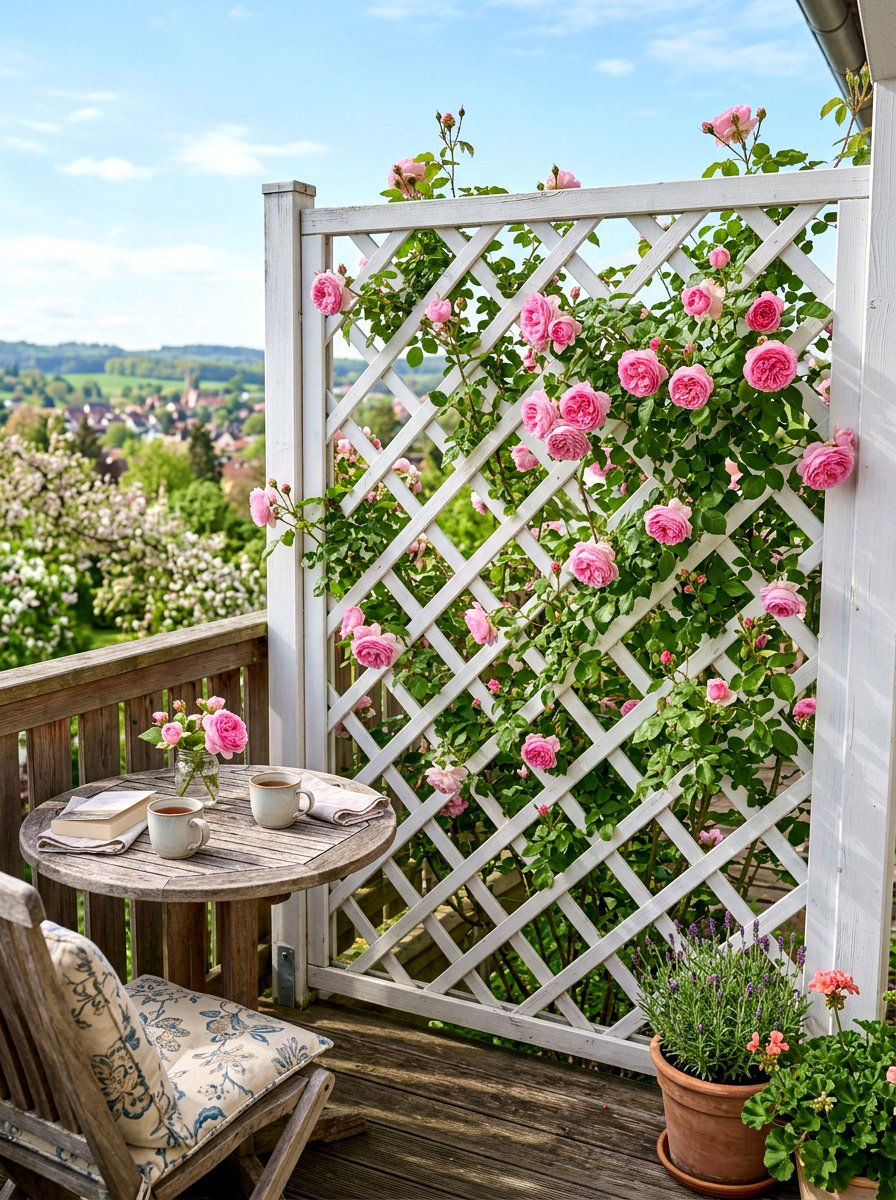 Lattice fence panel - 25 Spring Balcony Privacy Screen Ideas
