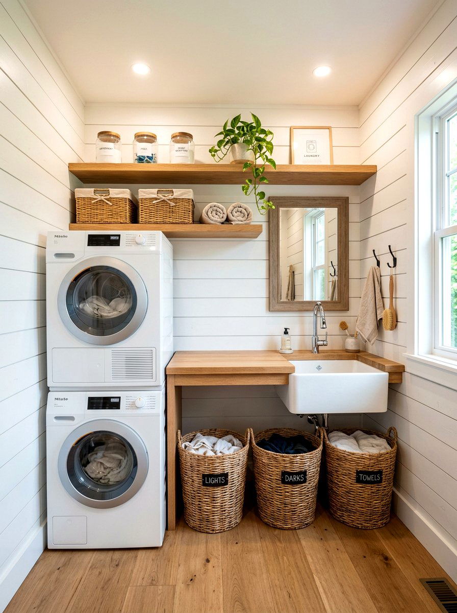 Laundry Room Shiplap With Shelving - 25 Spring Shiplap Wall Decor Ideas