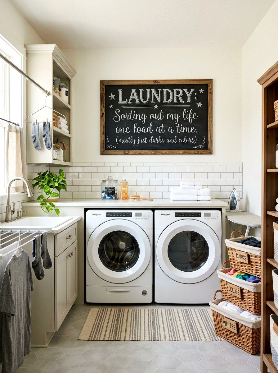 Laundry room humor chalkboard sign - 25 Spring Chalkboard Decor Ideas