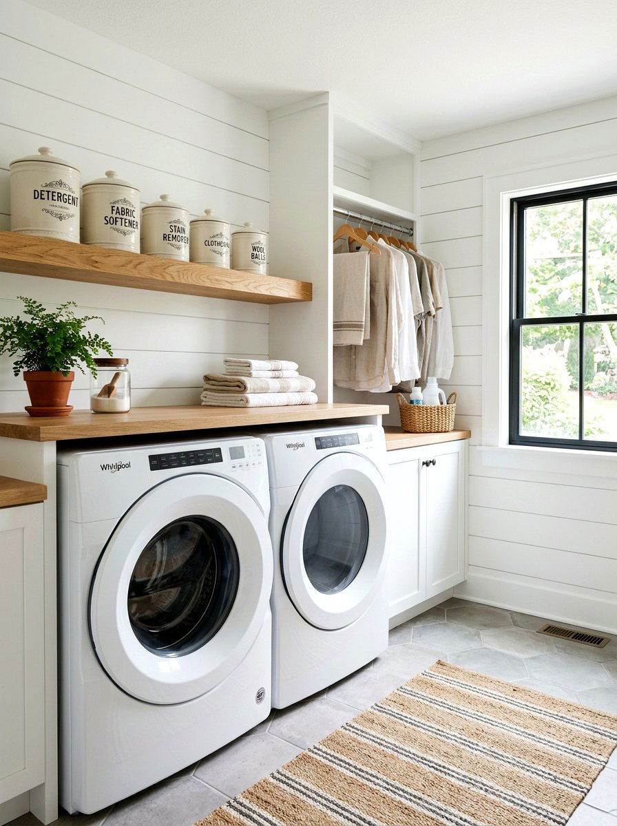 Laundry room ironstone organization - 25 Spring Ironstone Decor Ideas