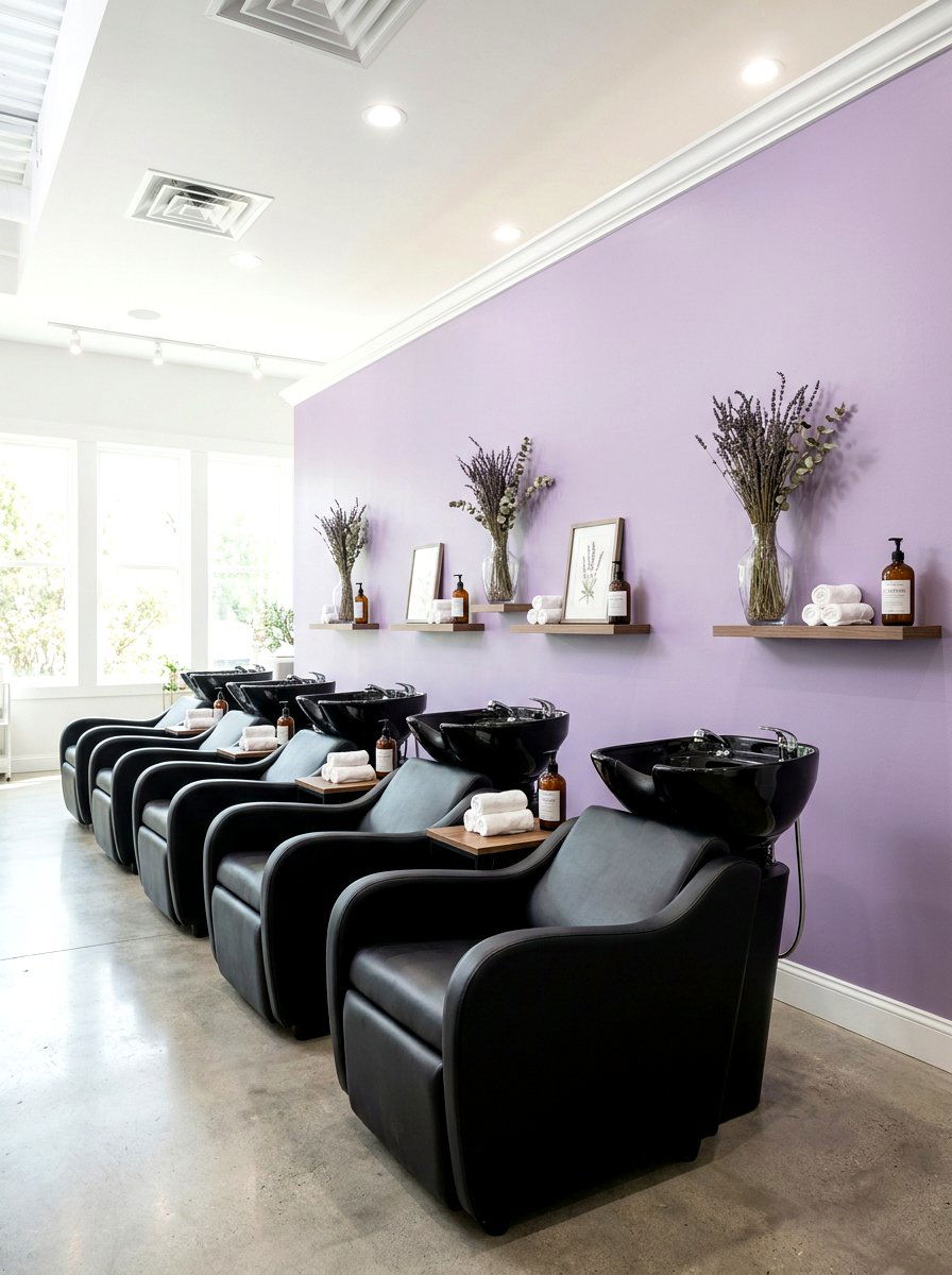Lavender Accent Wall - 25 Spring Salon Decor Ideas