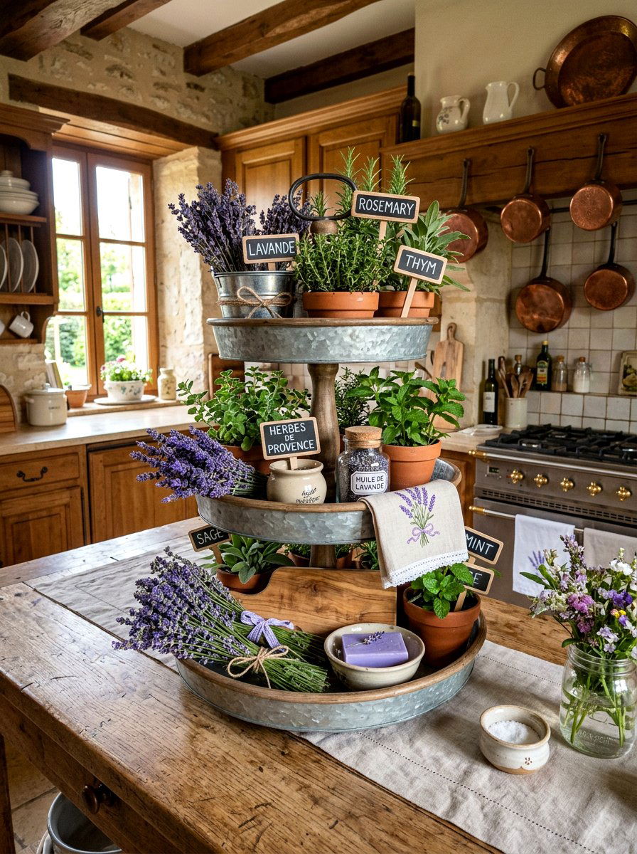 Lavender And Herbs - 25 Spring Tiered Tray Decor Ideas