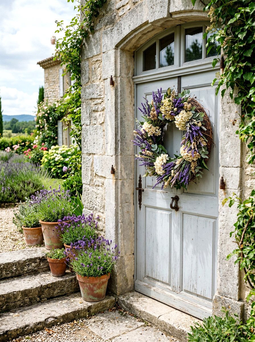 Lavender And Hydrangea Mix - 25 Spring Hydrangea Wreath Ideas