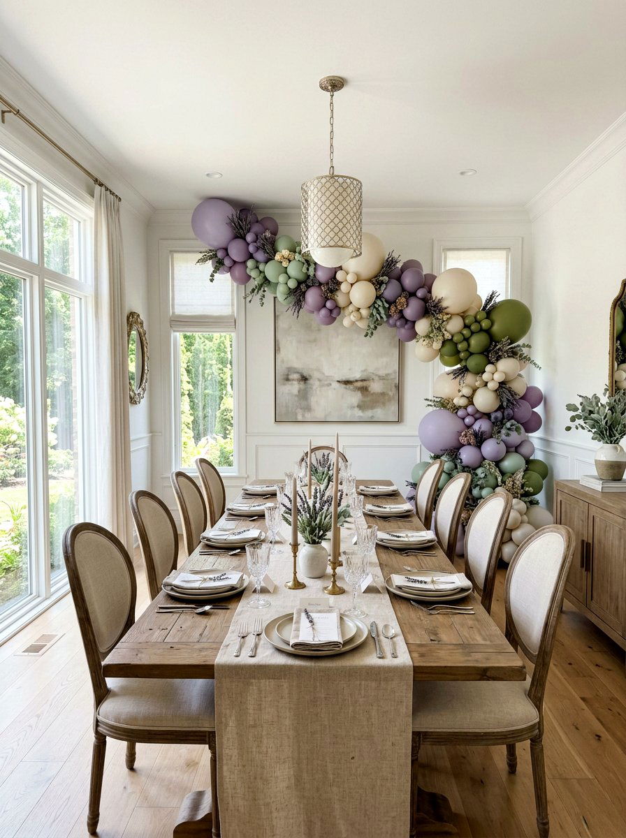 Lavender And Sage Balloon Arrangement - 25 Spring Balloon Garland Ideas