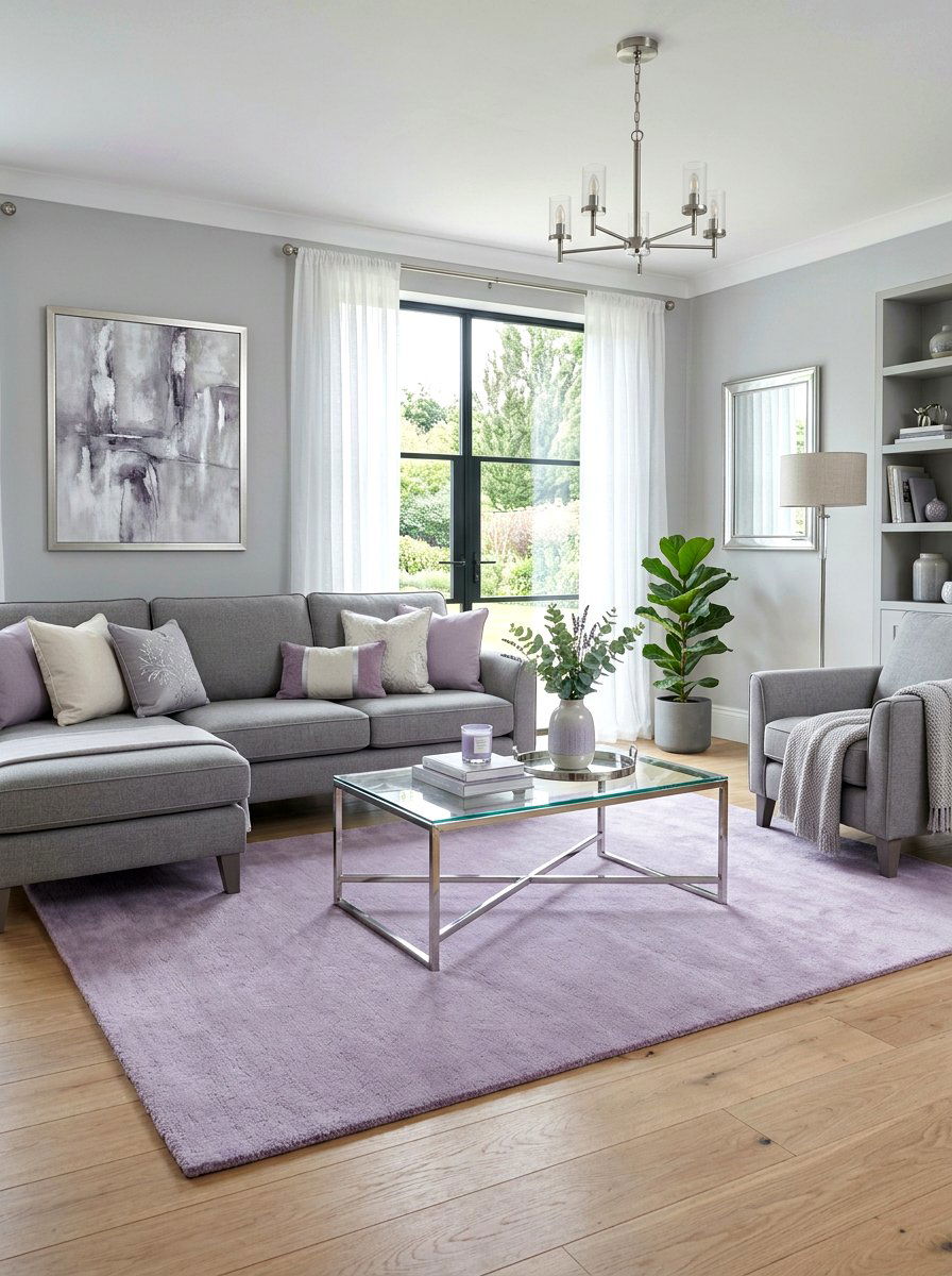 Lavender Area Rug - 25 Spring Living Room Rug Ideas