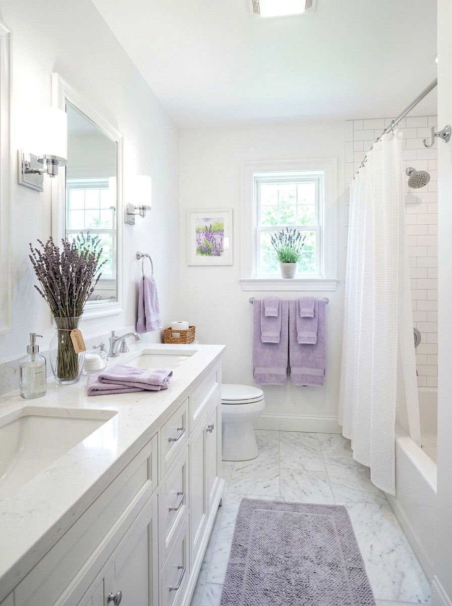 Lavender Bathroom Accents - 25 Spring Home Tour Ideas
