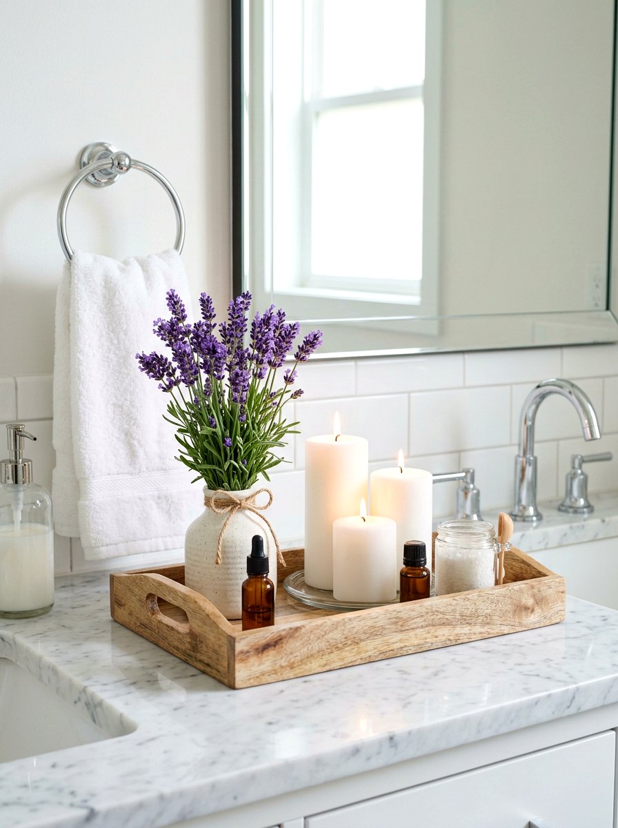 Lavender Bathroom Wooden Tray - 25 Spring Wooden Box Decor Ideas
