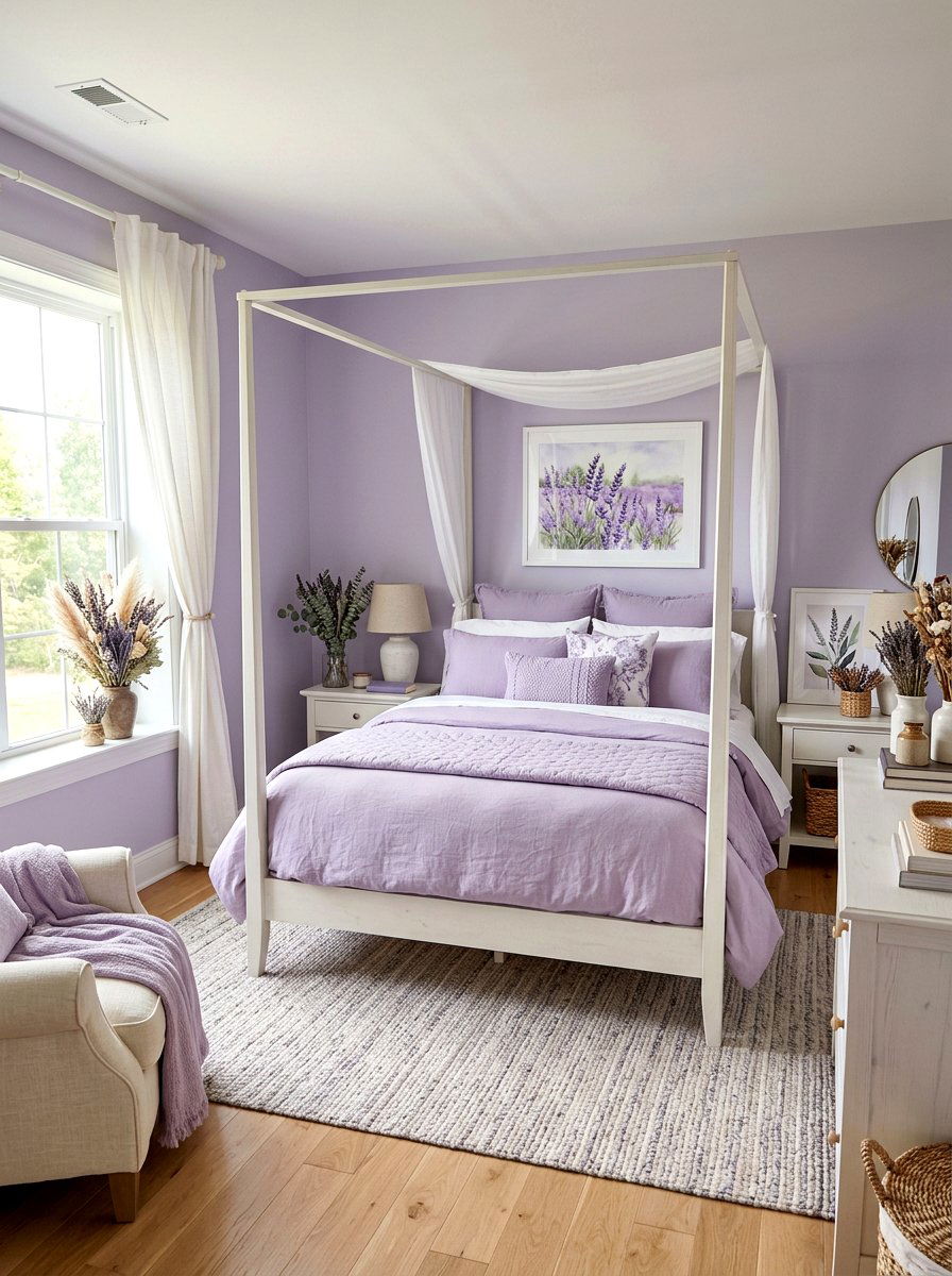 Lavender Bedroom Decor - 25 Spring Canopy Bed Decor Ideas