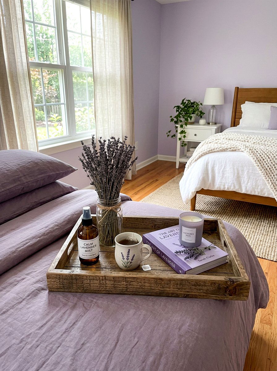 Lavender Bedroom Tray Styling - 25 Spring Bedroom Tray Styling Ideas