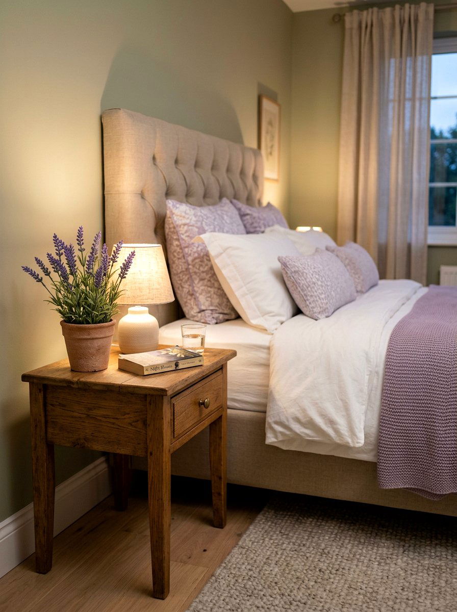 Lavender Bunch Bedroom Nightstand - 25 Spring Silk Flower Arrangement Ideas