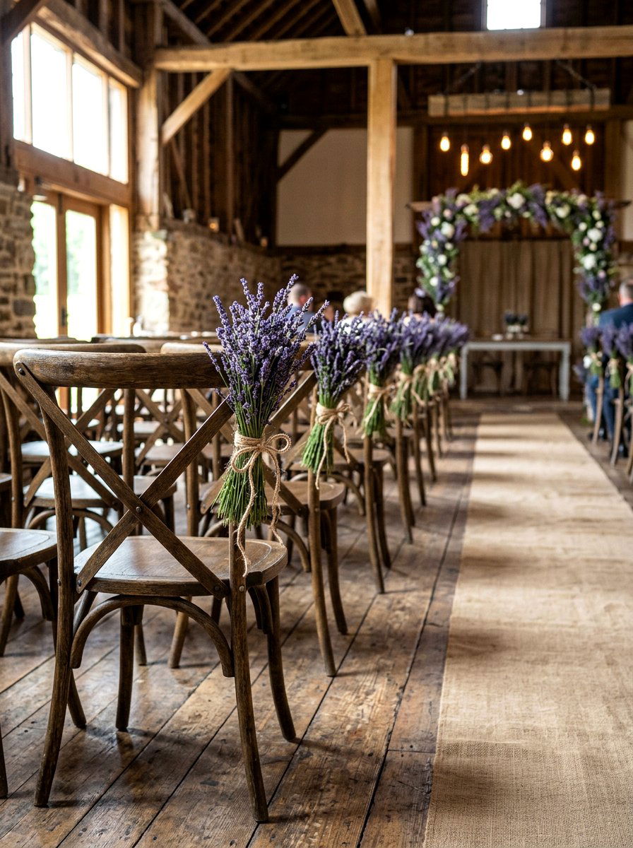Lavender Bundle Chair Decor - 25 Spring Wedding Aisle Decor Ideas