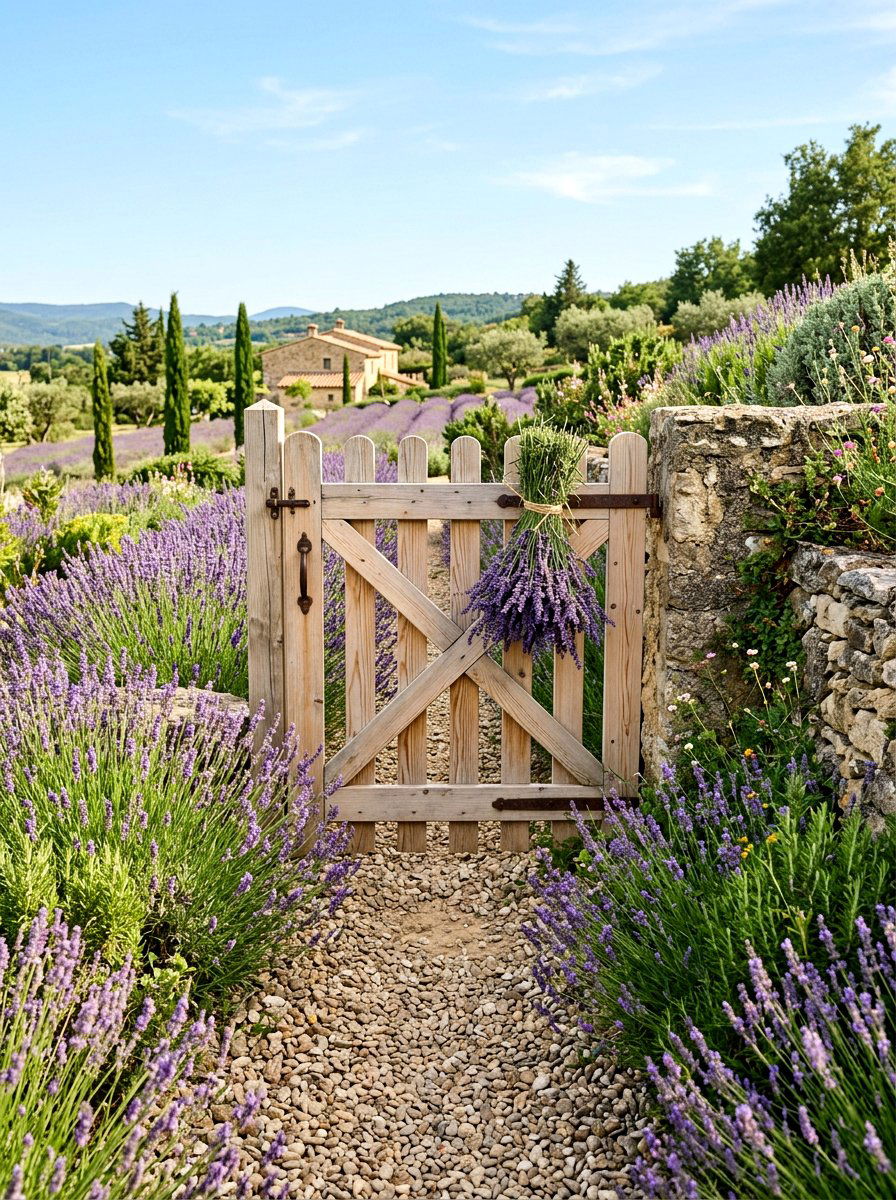 Lavender Bundle Garden Gate - 25 Spring Wooden Gate Decor Ideas